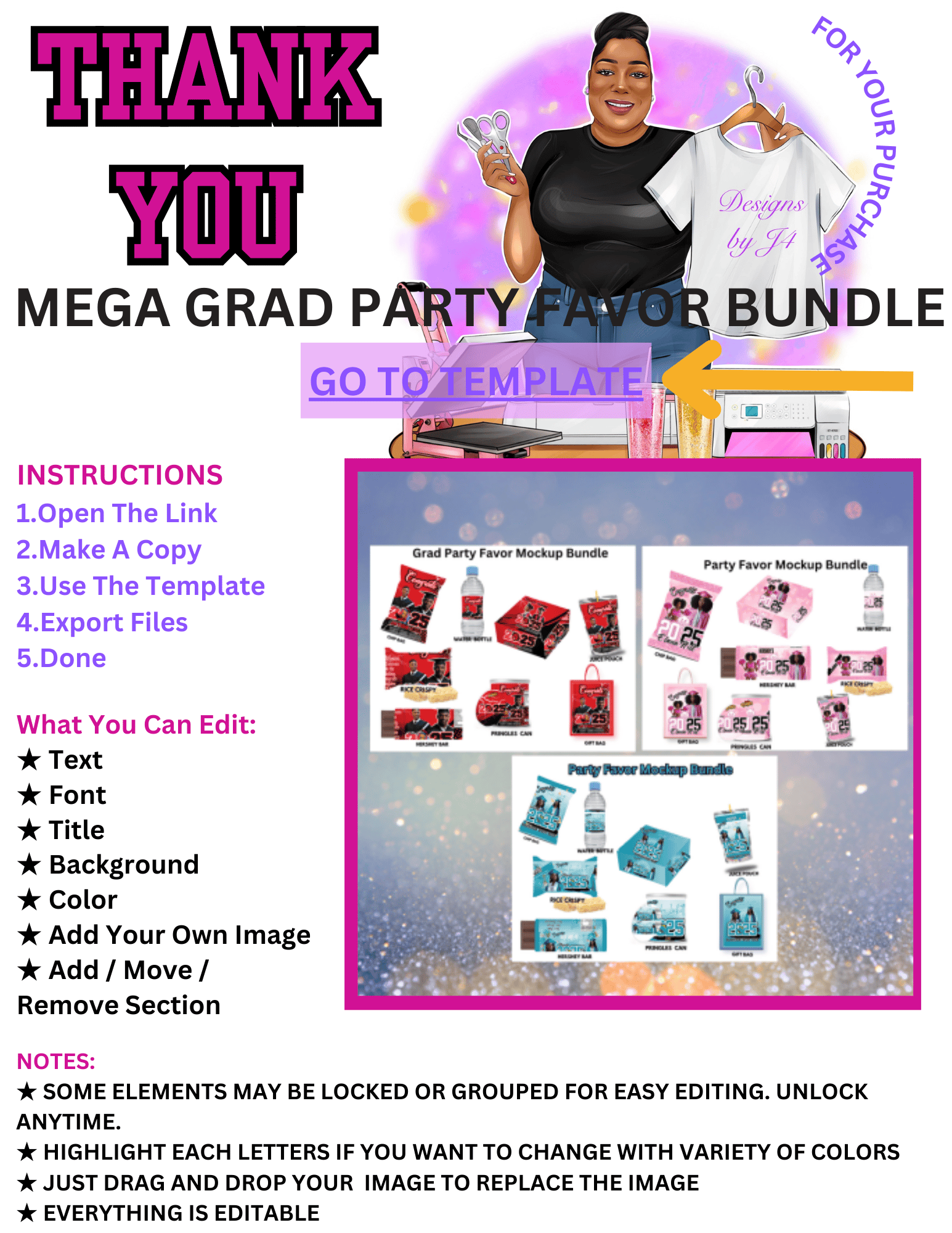 Mega Grad Party Favor Bundle(CANVA) - Payhip