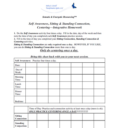 Self-Awreness - Integrative, Sitting & Standing Homework