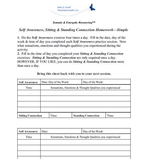 Self-Awareness - Simple, Sitting & Standing Homework