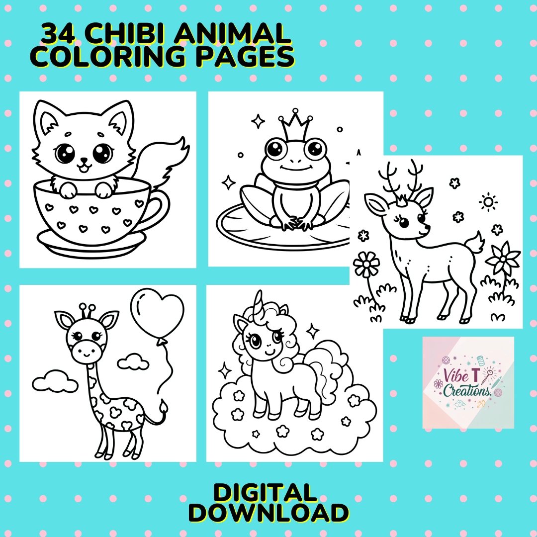 Chibi Cute Animal Coloring Book for Kids: Adorable Kawaii Baby Animals, Fun and Easy Big Designs, Whimsical Chibi Art for Kids and Teens