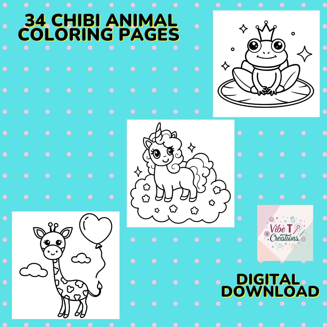 Chibi Cute Animal Coloring Book for Kids: Adorable Kawaii Baby Animals, Fun and Easy Big Designs, Whimsical Chibi Art for Kids and Teens