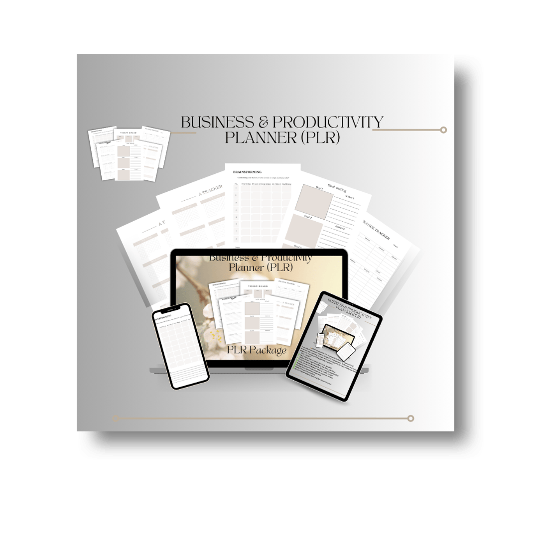 A mockup of Business & Productivity Planner PLR template