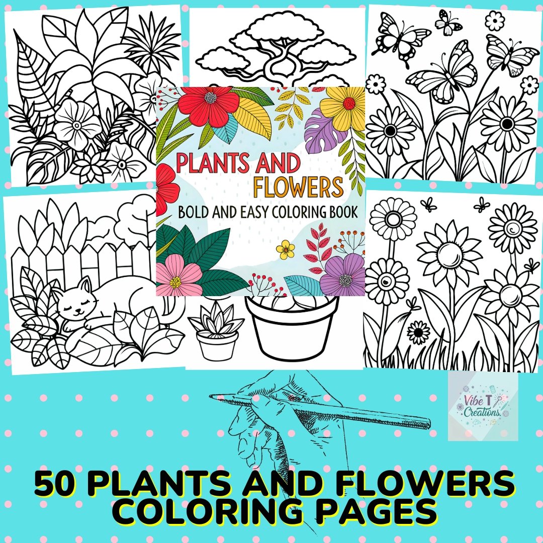 Plants and Flowers Bold and Easy Coloring Book for Adults, Seniors, and Kids | Large Print Simple Floral Designs with Thick Lines