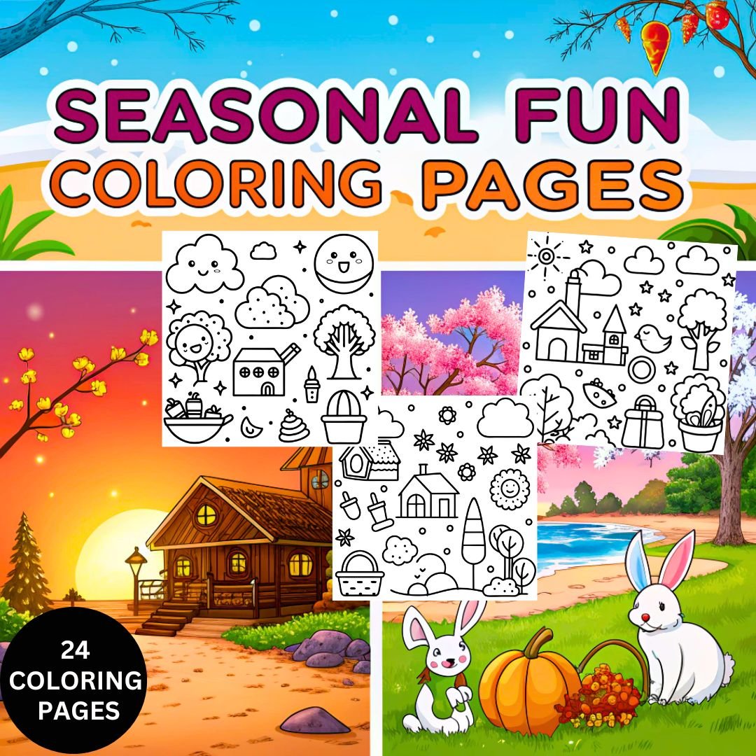 Seasonal Fun Coloring Pages for Kids | Cute and Easy Bold Line Art | Holiday and Festival-Themed Printable Coloring Book