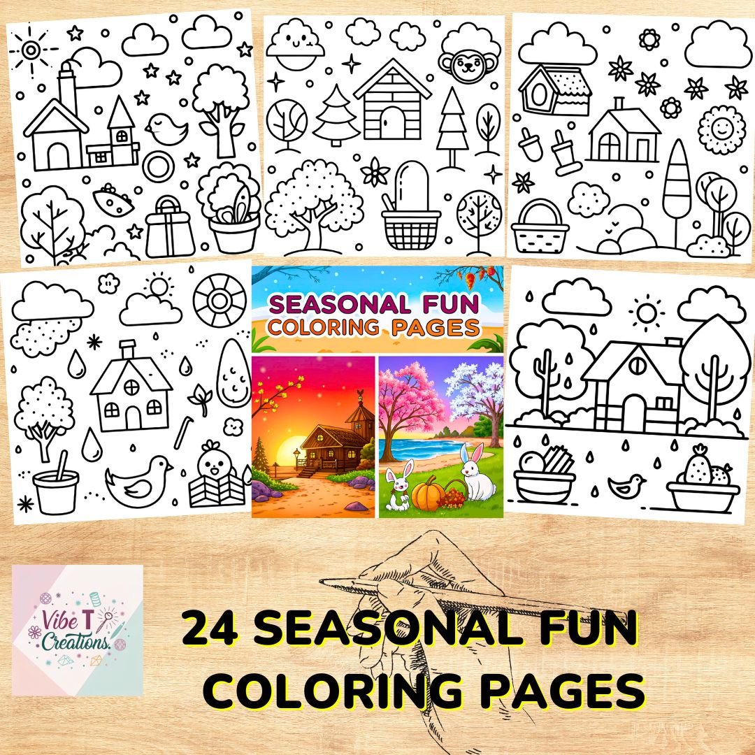 Seasonal Fun Coloring Pages for Kids | Cute and Easy Bold Line Art | Holiday and Festival-Themed Printable Coloring Book