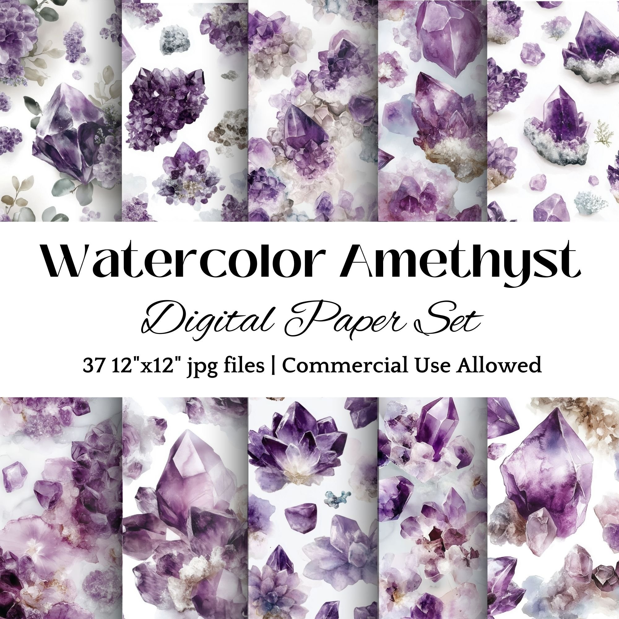 Watercolor Amethyst Digital Paper - Payhip