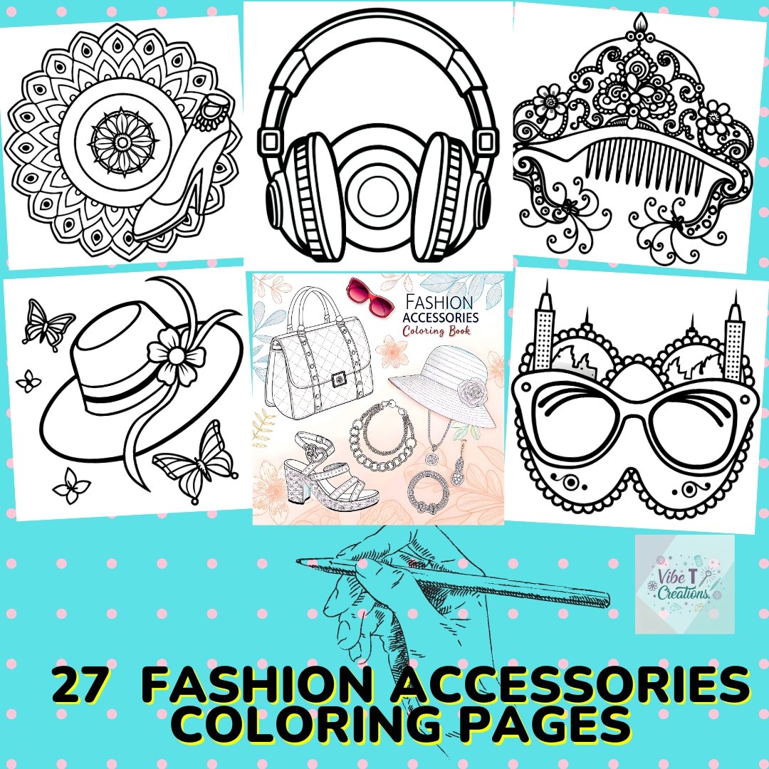 Fashion Accessories Coloring Pages | Bold and Easy Coloring Pages for Adults and Kids| Fashion Coloring Book |Digital Download|fashion vibes
