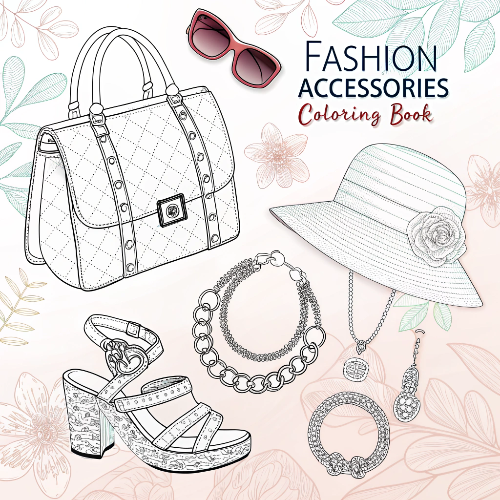 Fashion Accessories Coloring Pages | Bold and Easy Coloring Pages for Adults and Kids| Fashion Coloring Book |Digital Download|fashion vibes