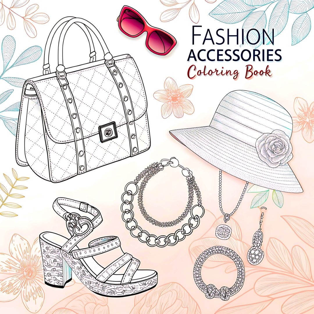 Fashion Accessories Coloring Pages | Bold and Easy Coloring Pages for Adults and Kids| Fashion Coloring Book |Digital Download|fashion vibes