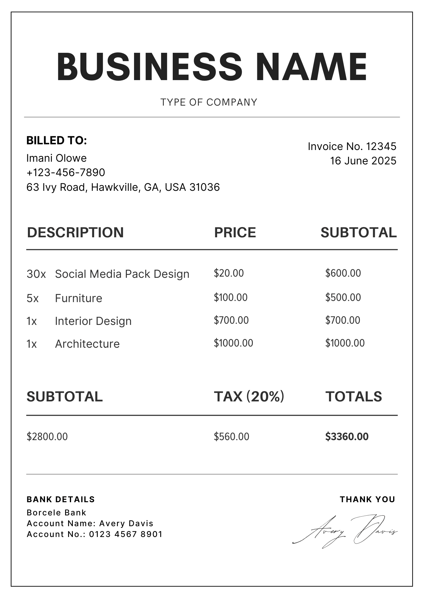 Invoice Canva Template Invoice canva template