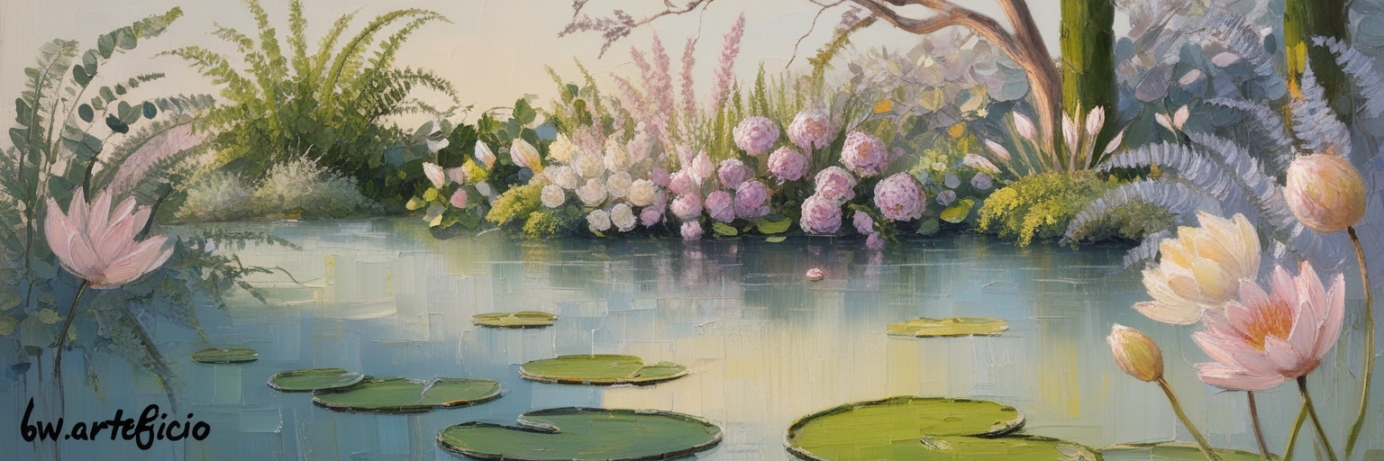 claude monet inspired reimagined with BW.Arteficio*AI , artwork , floral , nature inspired , digital painting