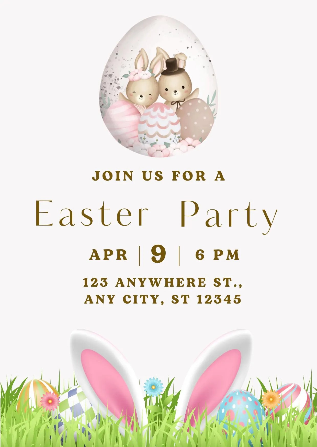 Printable Easter Party Invitation, Easter Invite, Editable Invitation ...