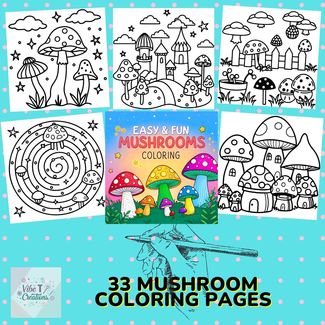 Bold and Easy Coloring Book Mushroom |Fun and Relaxing| Stress Relief | Mushroom Coloring Book for Adults and Kids| Fun Mushroom Coloring