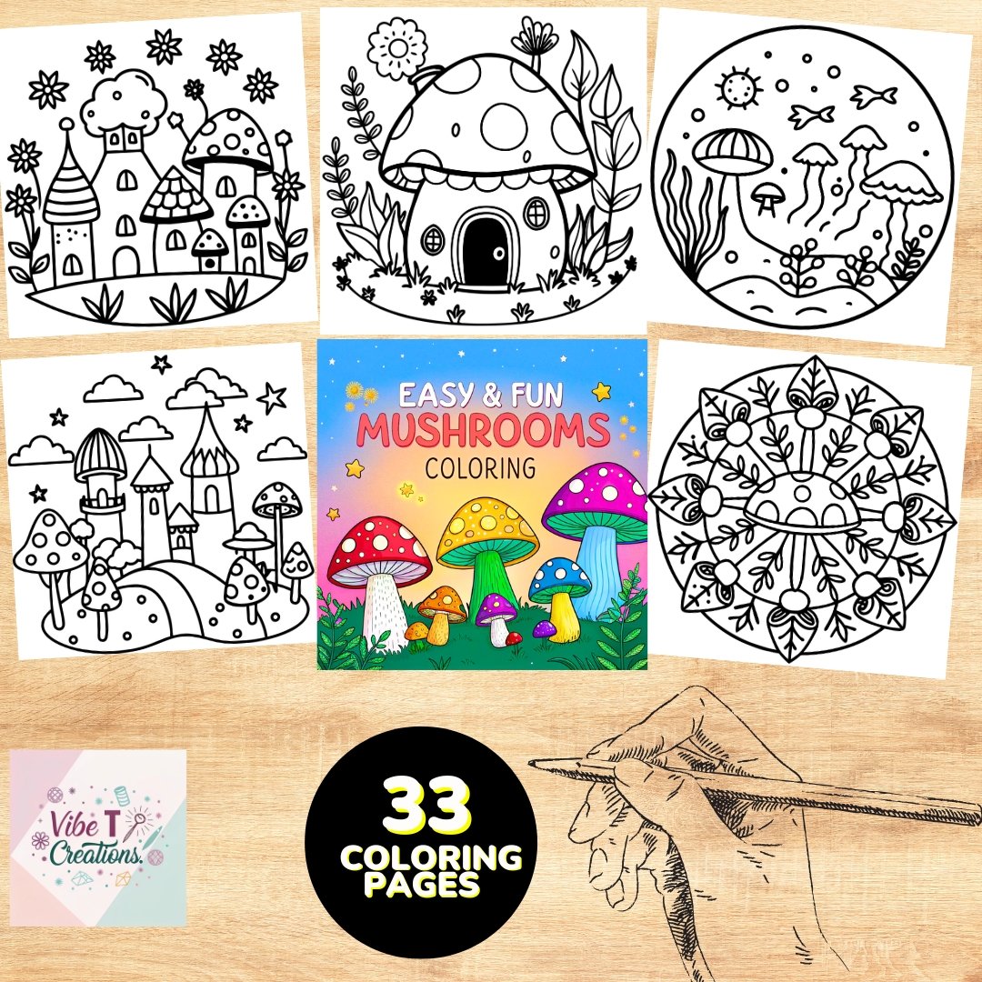 Bold and Easy Coloring Book Mushroom |Fun and Relaxing| Stress Relief | Mushroom Coloring Book for Adults and Kids| Fun Mushroom Coloring