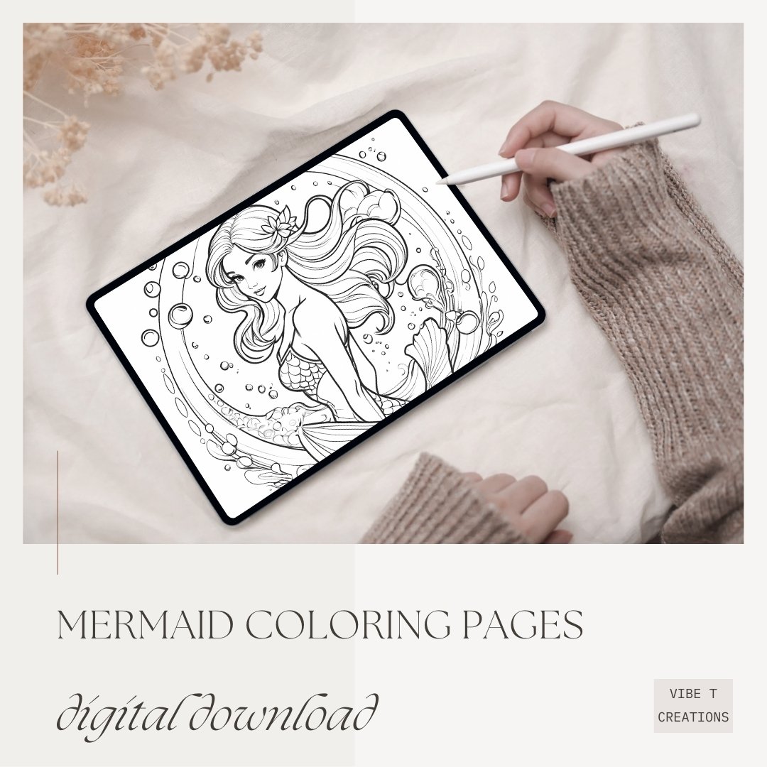 Mermaid Coloring Pages |Easy Bold Mermaid Coloring for Kids|Cute Printable Coloring Pages Fun Relaxing Activity|Gift for Kids and Adults