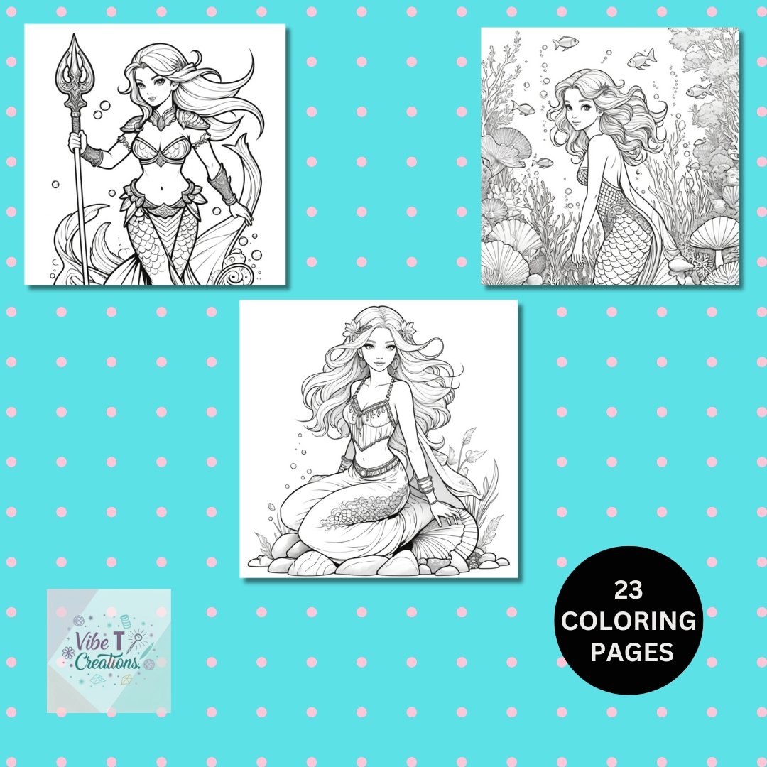 Mermaid Coloring Pages |Easy Bold Mermaid Coloring for Kids|Cute Printable Coloring Pages Fun Relaxing Activity|Gift for Kids and Adults