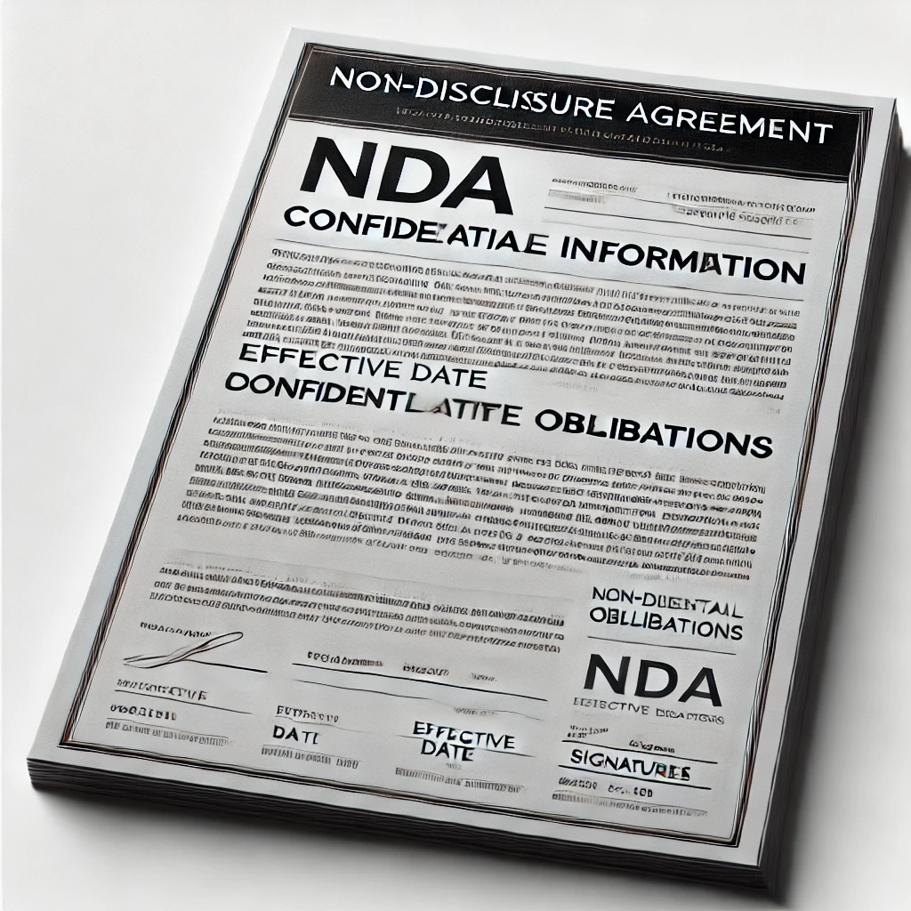 Mock-up non-disclosure agreement (NDA) template to establish confidentiality and protect sensitive business or personal information.