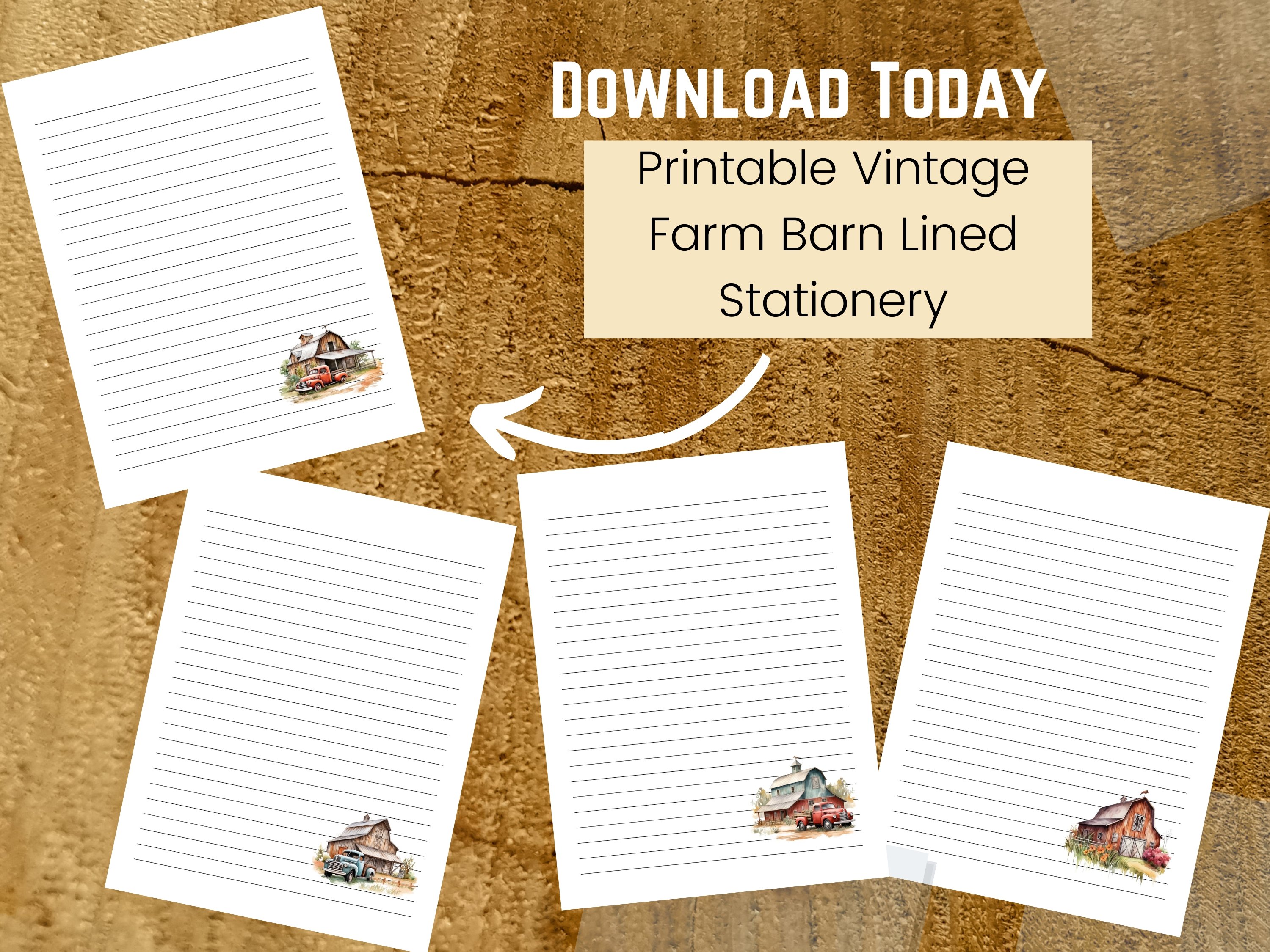 Vintage Farm Barn Lined Stationery | Rustic Barn Lined Notepaper ...