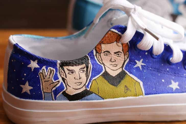 Detail of hand-painted shoe