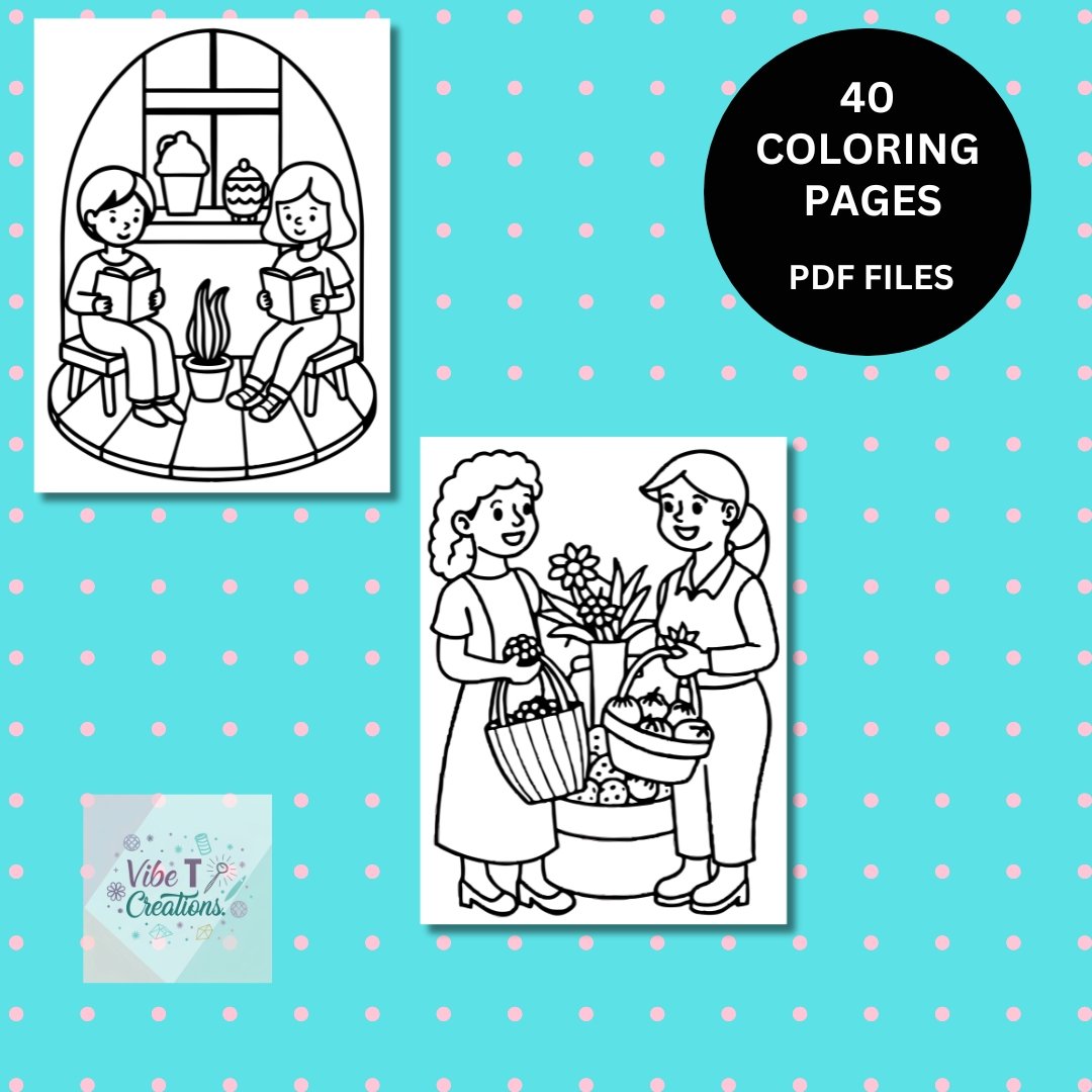 Best Friends: Coloring Book Featuring Girls in Cozy Moments |Bold and Easy Coloring Pages| 40 Digital Coloring Pages(Printable,PDF Download), kuki puff coloring