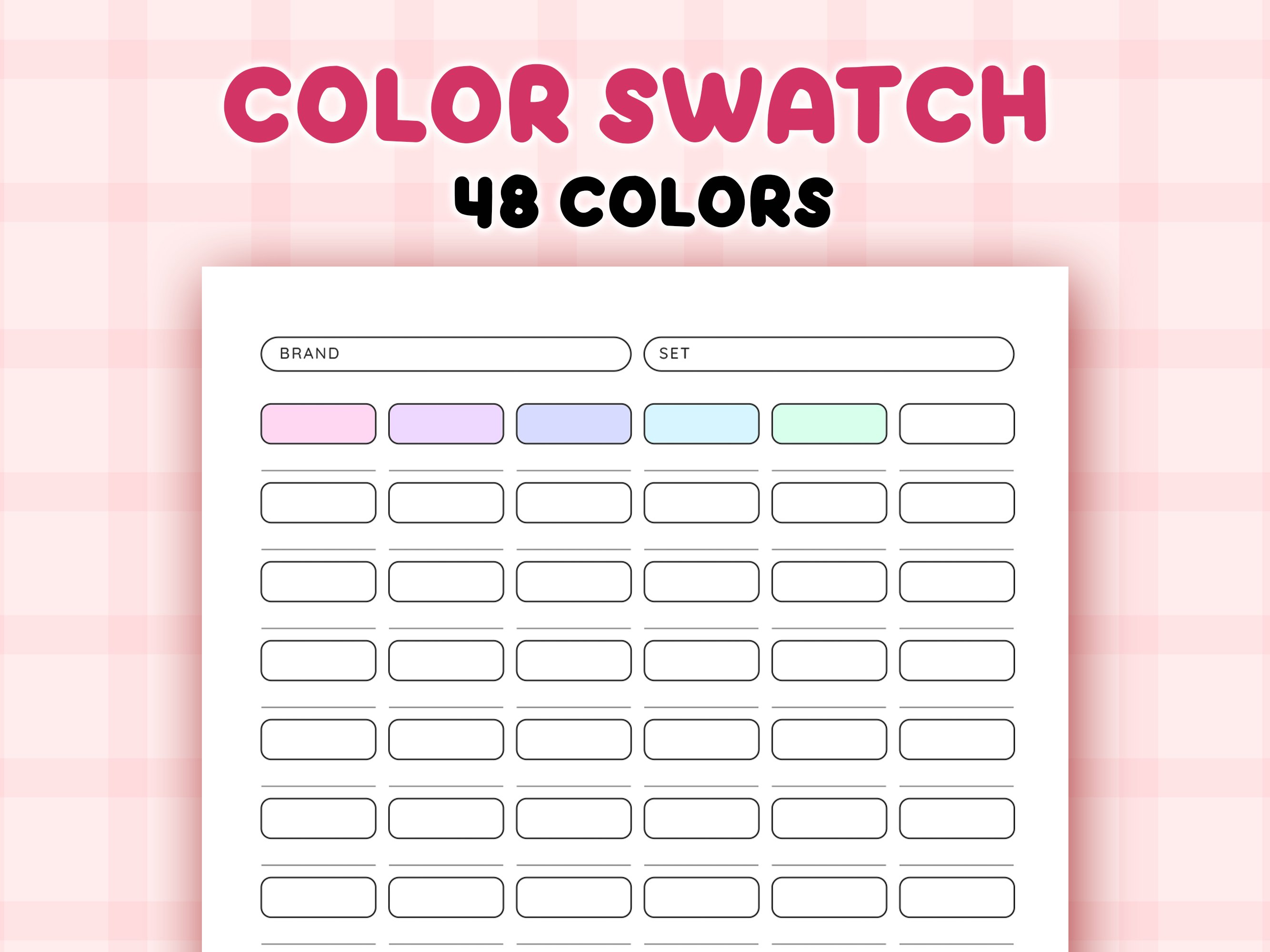 Color Chart 48 Fill In Color Swatch Chart - 48 Colors