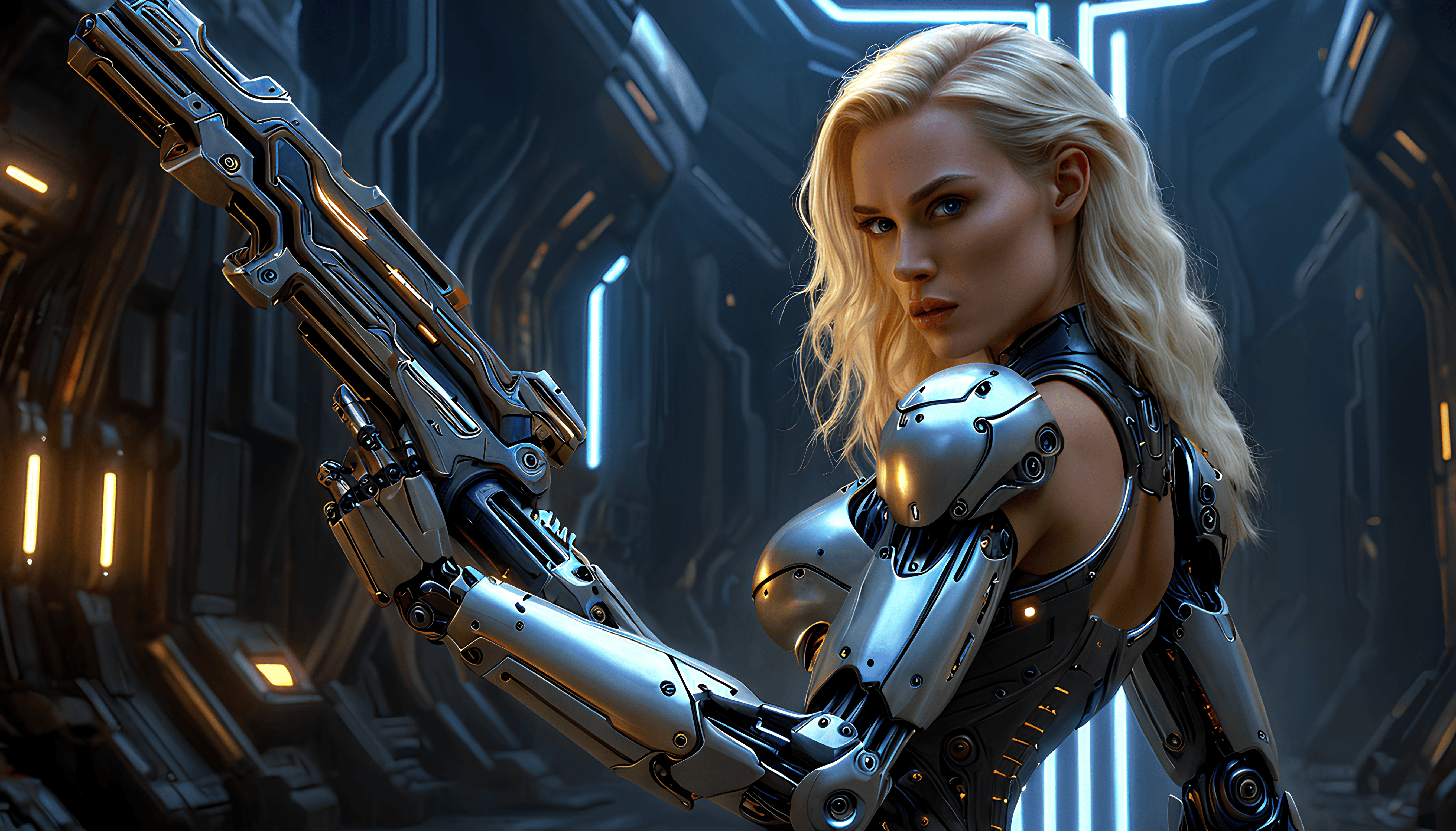 Cybernetic intergalactic female soldier