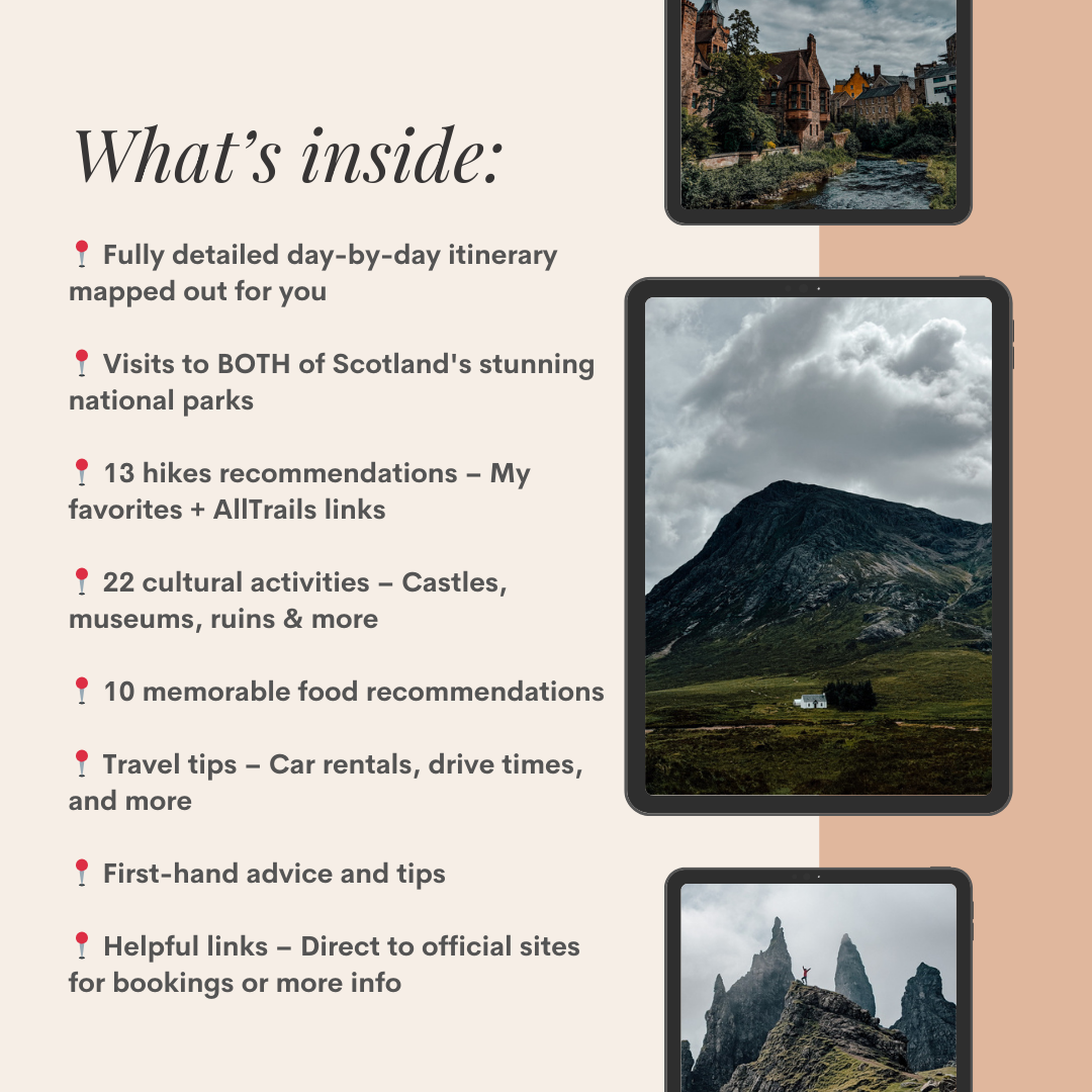 Scotland road trip itinerary - whats included