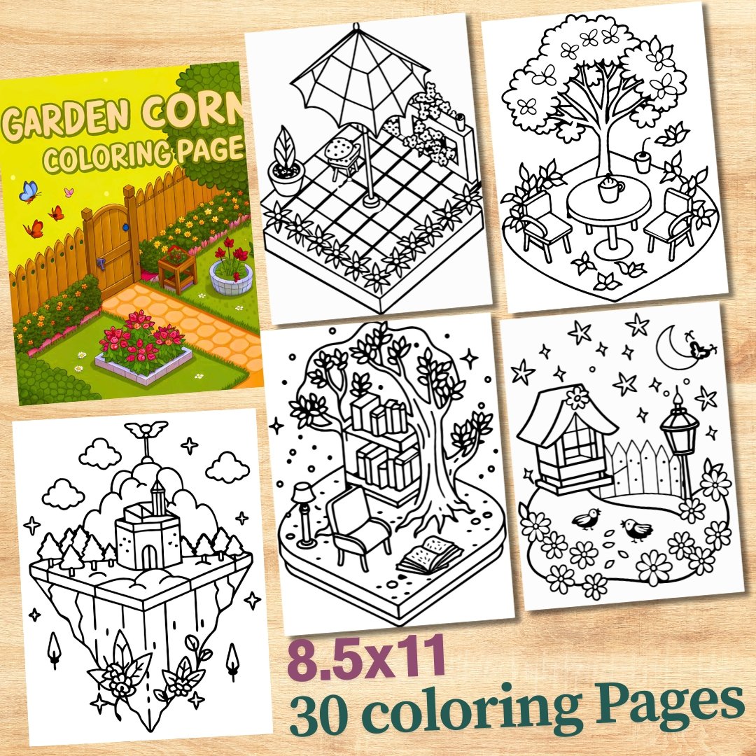Bold and Easy Coloring Book, Cute Garden Corner Coloring Pages, Cozy Gardening Moments Coloring, Relaxing Activity for Adults, Stress Relief