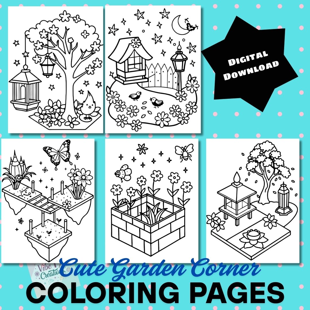 Bold and Easy Coloring Book, Cute Garden Corner Coloring Pages, Cozy Gardening Moments Coloring, Relaxing Activity for Adults, Stress Relief
