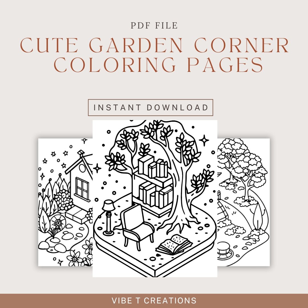 Bold and Easy Coloring Book, Cute Garden Corner Coloring Pages, Cozy Gardening Moments Coloring, Relaxing Activity for Adults, Stress Relief
