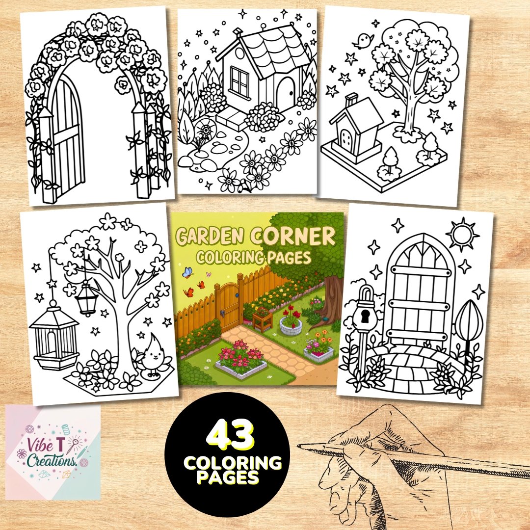 Bold and Easy Coloring Book, Cute Garden Corner Coloring Pages, Cozy Gardening Moments Coloring, Relaxing Activity for Adults, Stress Relief