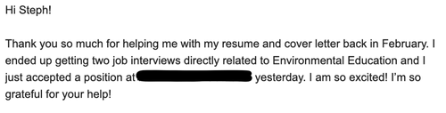 Email appreciating resume support