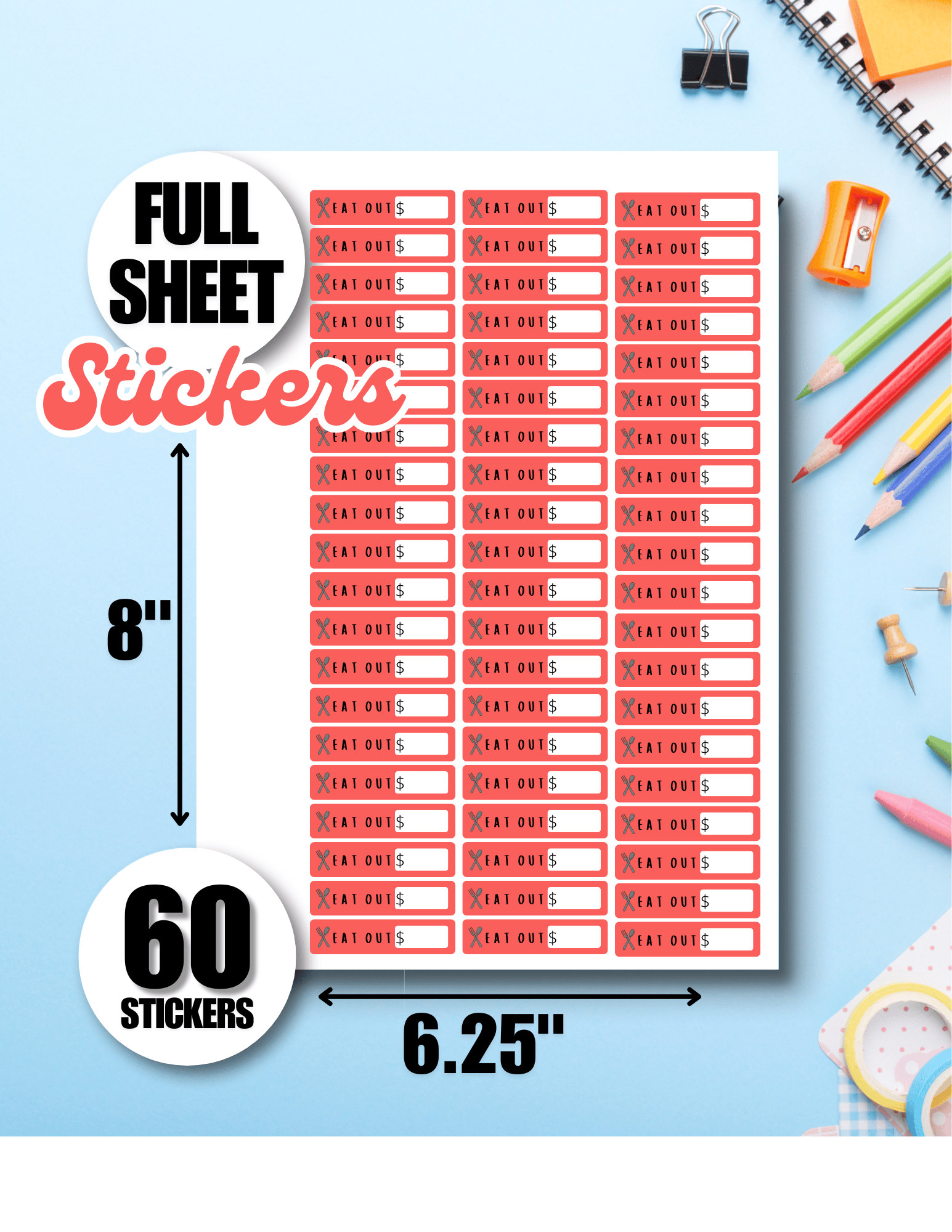 Eat Out Red Full Sticker Sheet - Payhip