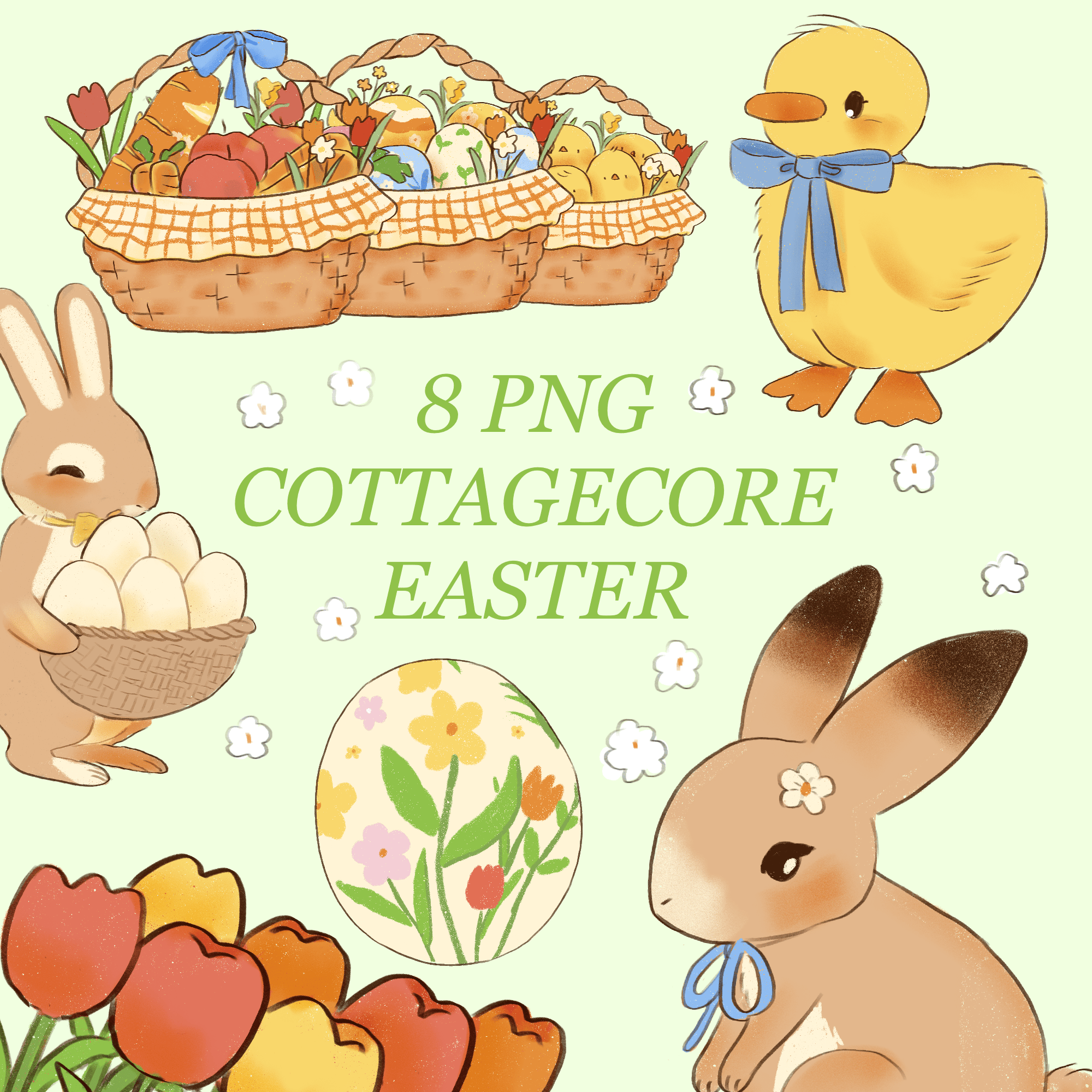 Cottagecore Easter Clipart PNG Graphics for Spring & Easter Projects ...