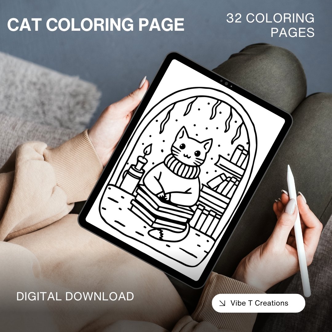 Bold and Easy Coloring Book| Kawaii Cat Coloring Pages| Cute Kitten Coloring, Relaxing Activity for Adults and Kids, Stress Relief