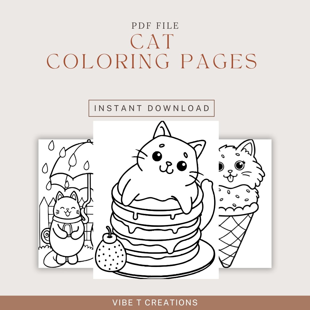 Bold and Easy Coloring Book| Kawaii Cat Coloring Pages| Cute Kitten Coloring, Relaxing Activity for Adults and Kids, Stress Relief