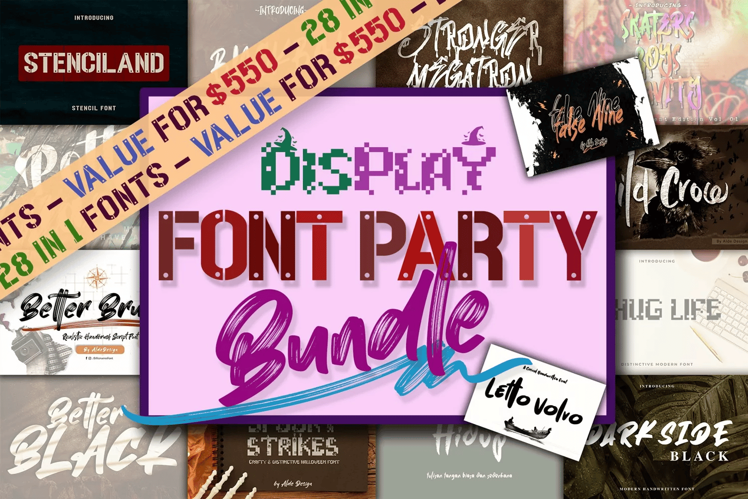 DISPLAY FONT PARTY - 28 in 1 FONT BUNDLE - Payhip