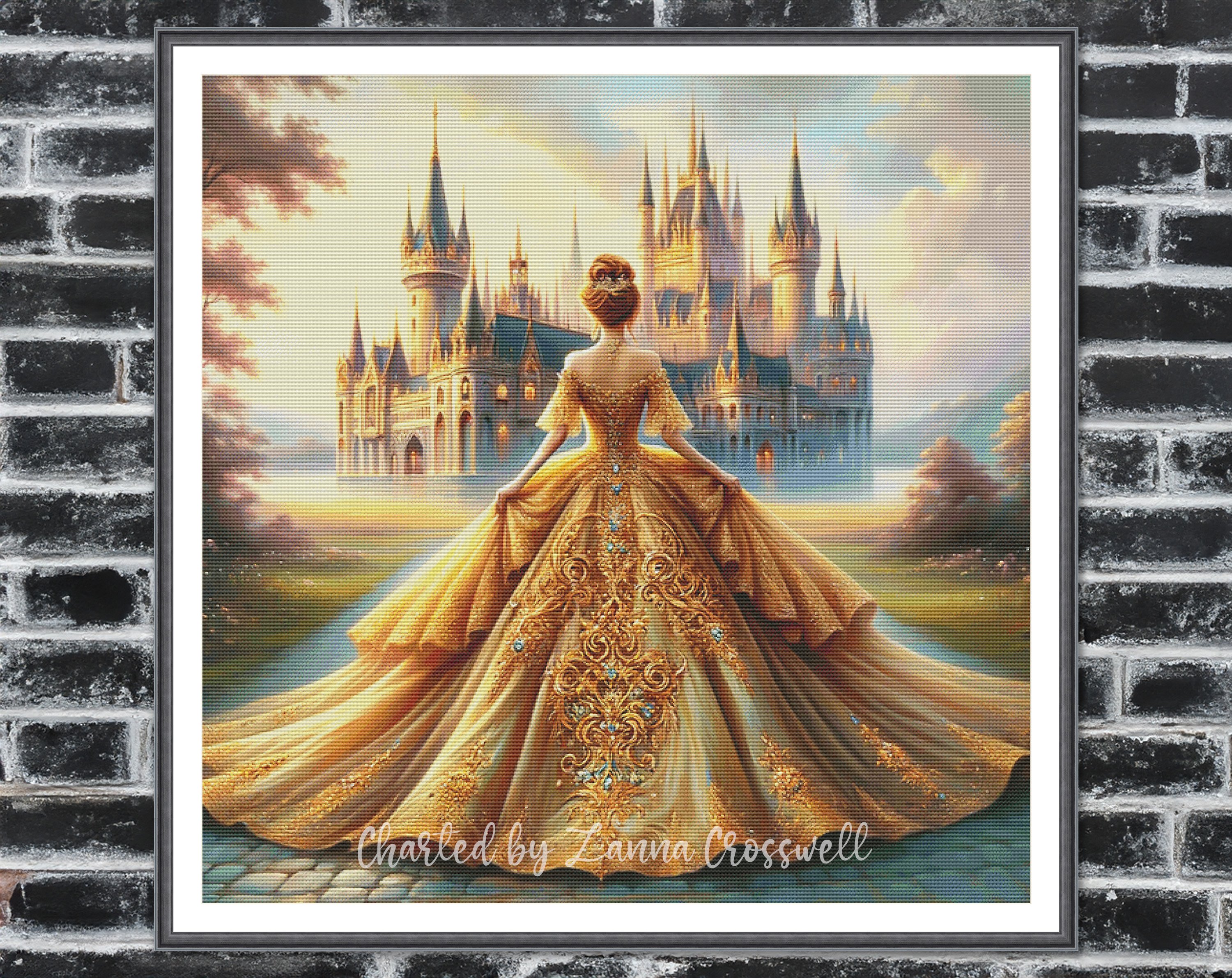 Golden Princess - Fairy Tale Castle Modern Full Coverage Cross Stitch ...