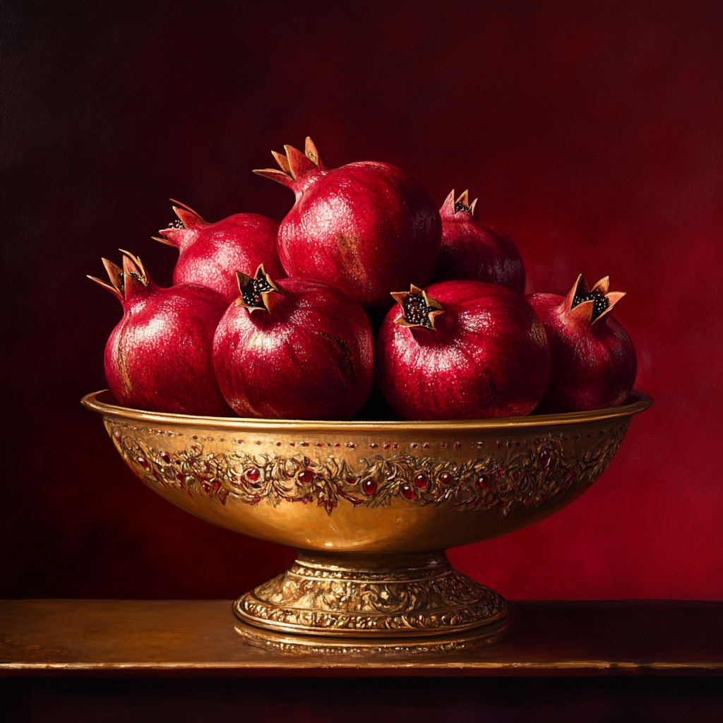 bowl of pomegranates from Hades main character from Moonlight and Pomegranate