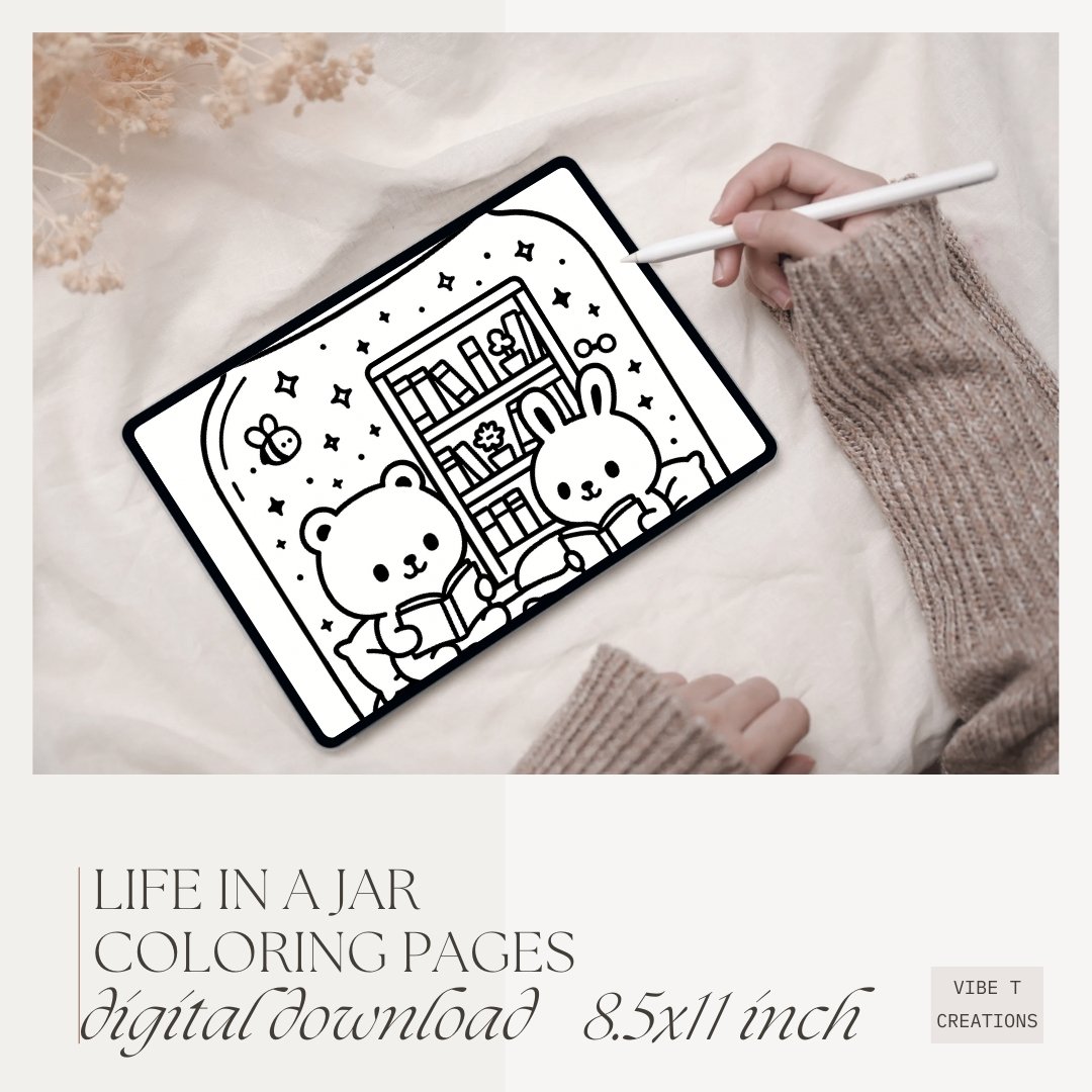 Bold and Easy Coloring Book, Life in a Jar Coloring Pages, Cute Kawaii Jars Coloring, Relaxing Activity for Adults and Kids, Stress Relief
