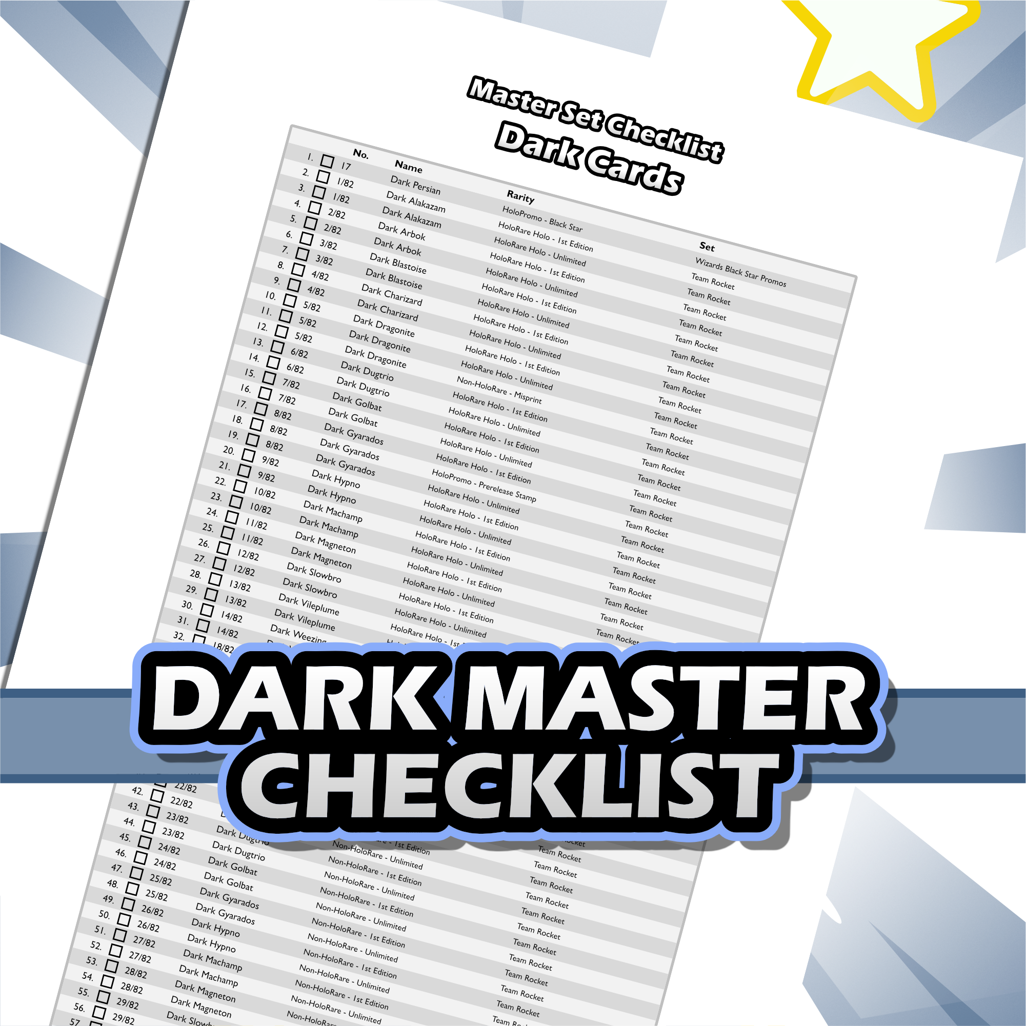 Dark Cards Master Set Checklist - Payhip