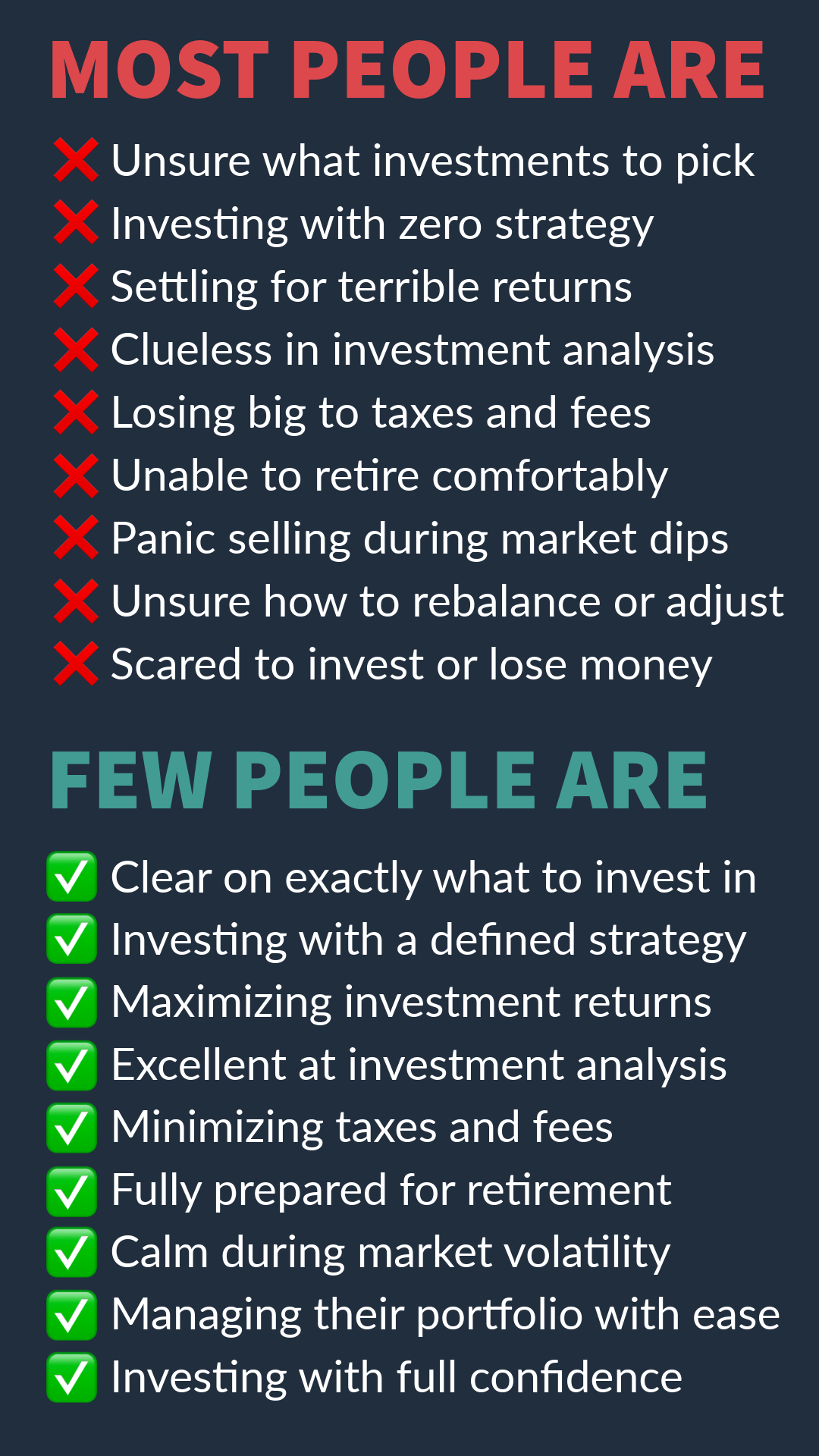 Side-by-side comparison of common investing mistakes vs successful investing habits — showing how ‘Become an Investing Wizard’ helps transform beginners into confident, strategic investors ready for long-term wealth