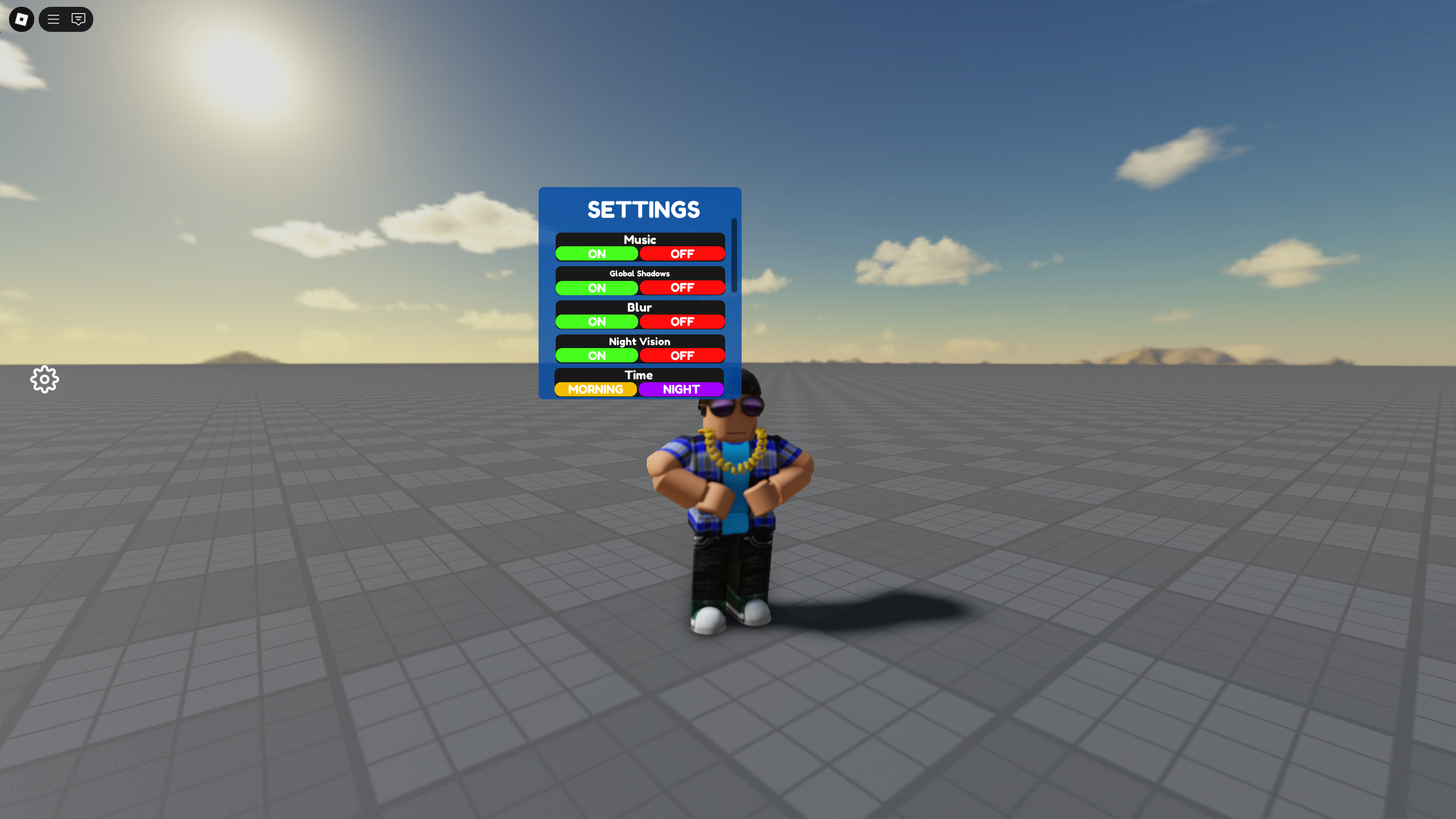 Cartoon Style Stylized Settings GUI – Roblox UI System