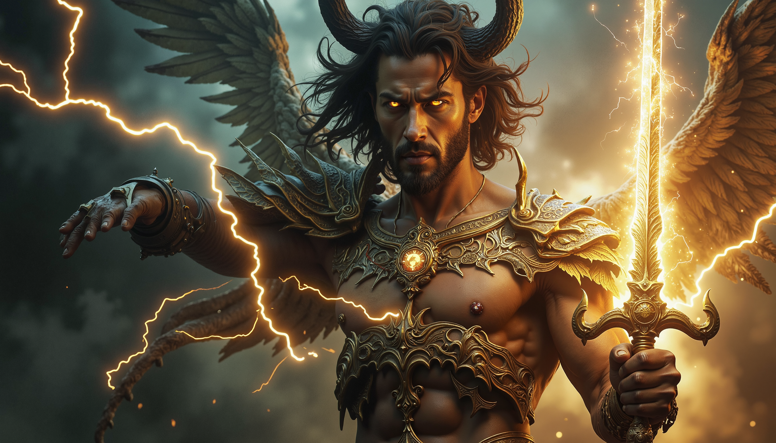 Male Ark Angel Generating Lightning