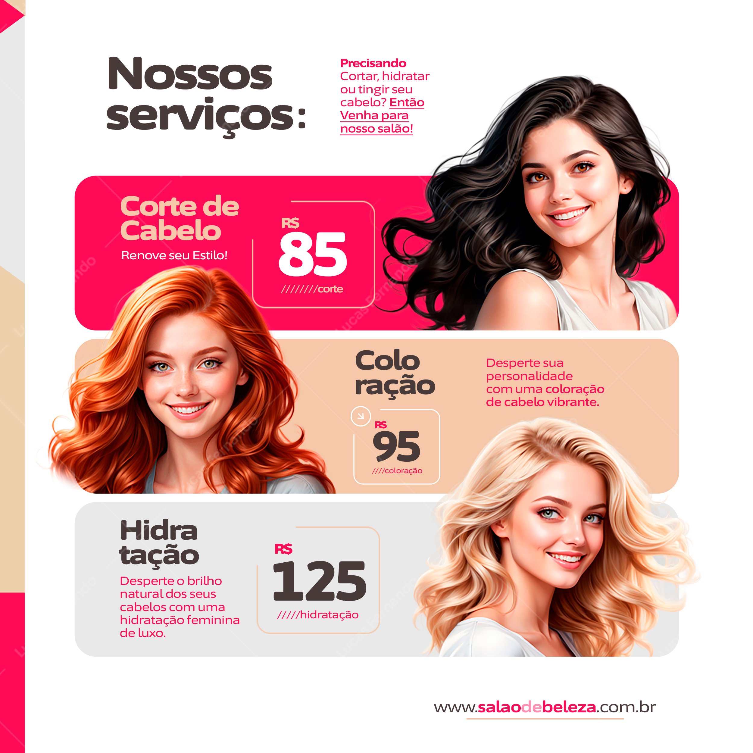 Nossos serviços - Corte de Cabelo, Coloração e Hidratação | Salão de ...