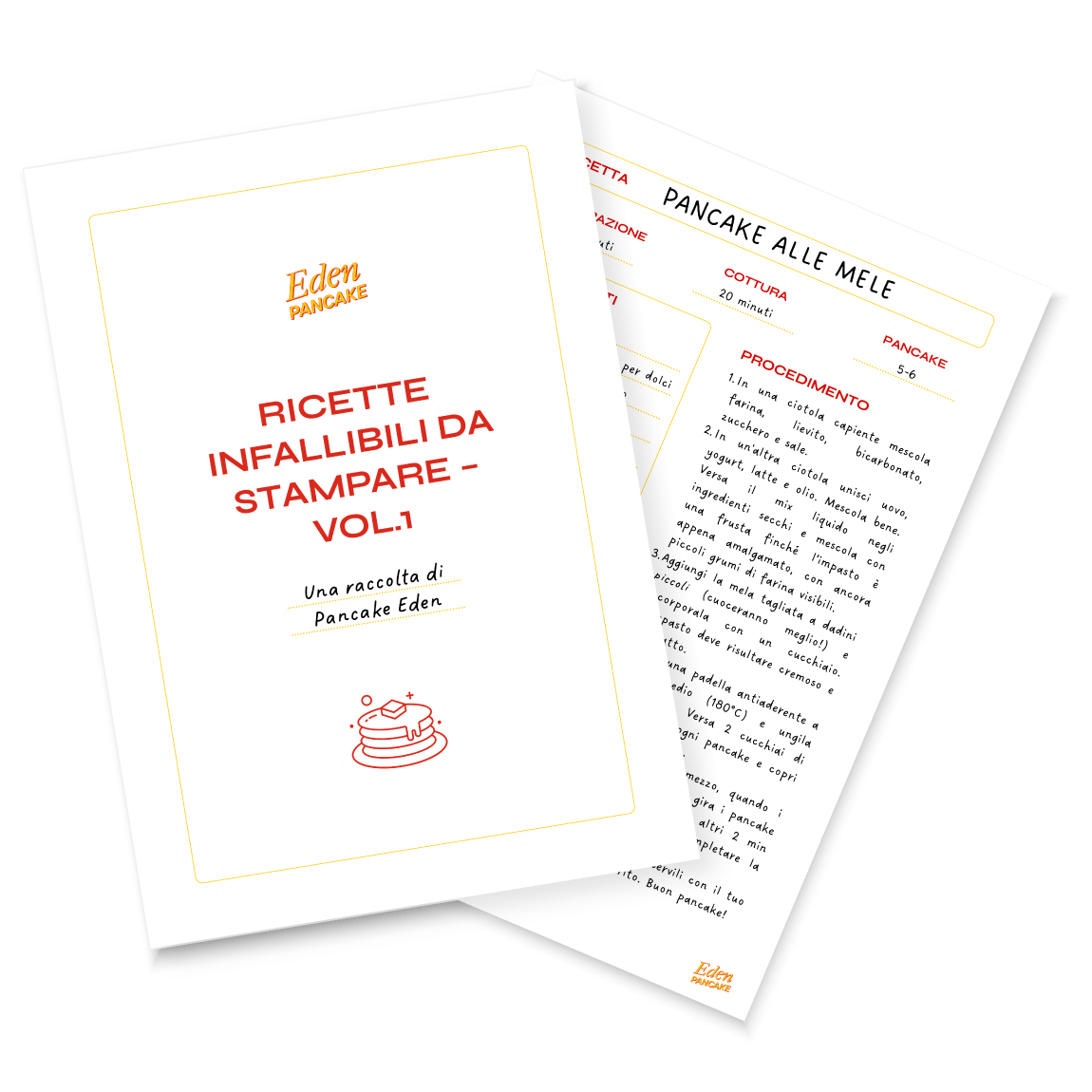 Due pagine del ricettario di Pancake Eden