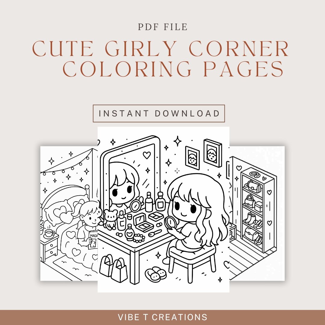 Bold and Easy Coloring Book, Cute Girly Corner Coloring Pages, Comfy Cozy Girl Moments Coloring, Relaxing Activity for Adults, Stress Relief