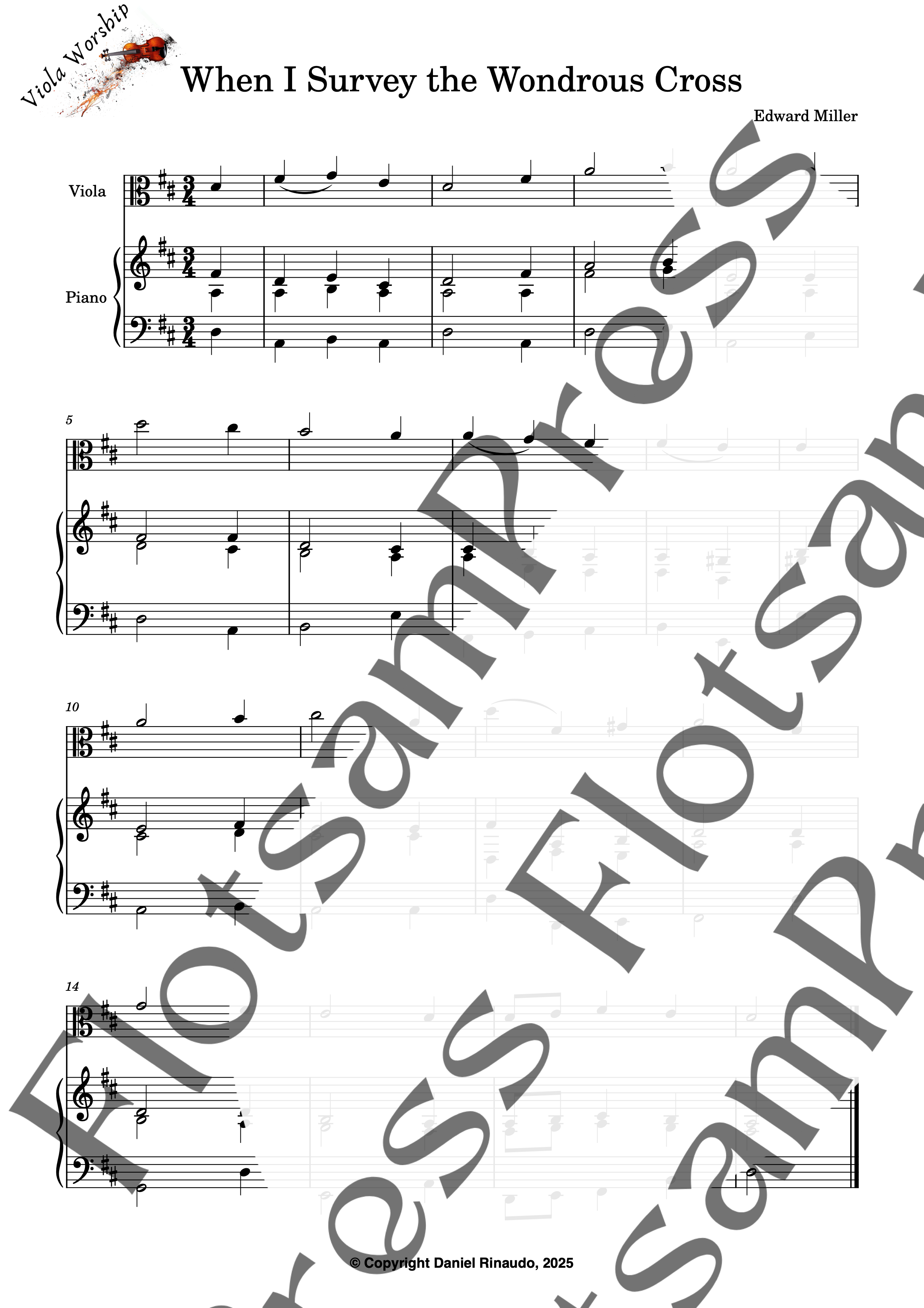 When I Survey the Wondrous Cross - For Beginner Viola with Piano ...
