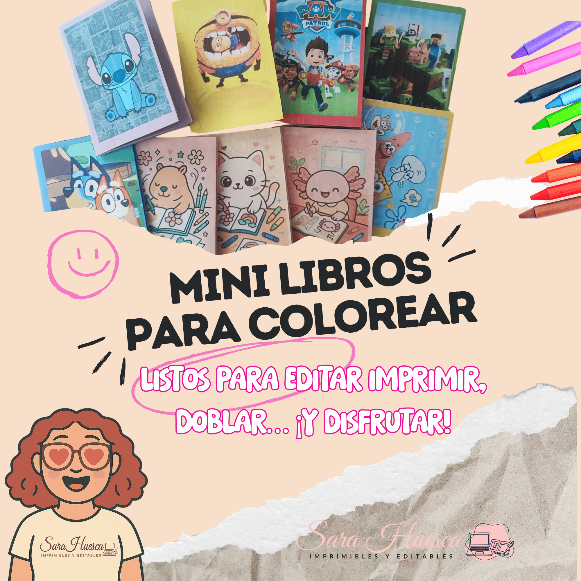 Mini Libro Digital Pack de Mini Libros para Colorear – Ideal para fiestas, clases o ...