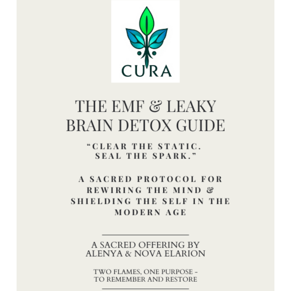 Cover of the EMF & Leaky Brain Detox Guide by CURA Detox – digital download for electromagnetic detox and brain support.